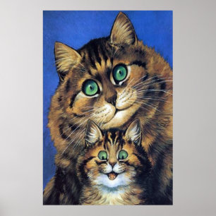 Vintage Cat Family Portrait Poster Print
