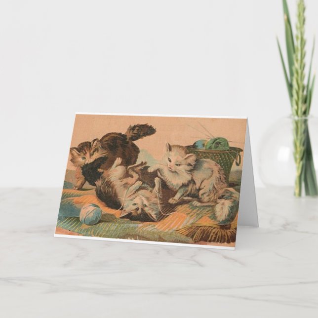 Vintage Cat Frolic Note Card (Front)