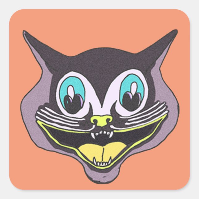 Vintage Cat Halloween Square Stickers, Glossy Square Sticker (Front)