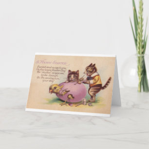 Vintage Cat Happy Easter Greeting Card