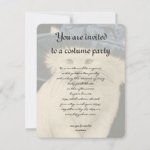 Vintage Cat Hat Party Invitation Vintage Blue Hat