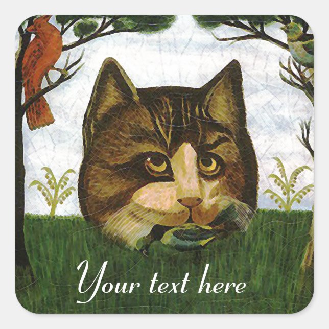 Vintage Cat Head (Cheshire Cat) Square Sticker (Front)