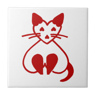 Vintage Cat Heart Ceramic Tile Pet Accent Shop