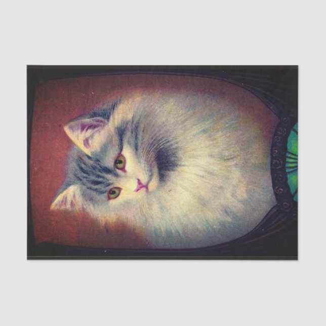 Vintage cat illustration art nouveau elegant tissue paper (Front)