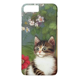 Vintage Cat Illustration with Spring Flowers iPhone 8 Plus/7 Plus Case
