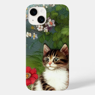 Vintage Cat Illustration with Spring Flowers Case-Mate iPhone 14 Case