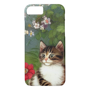 Vintage Cat Illustration with Spring Flowers iPhone 8/7 Case