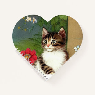 Vintage Cat Illustration with Spring Flowers Notebook