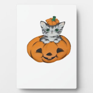 Vintage cat in a pumpkin Classic T-Shirt Plaque