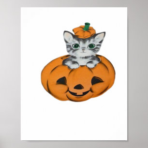 Vintage cat in a pumpkin Classic T-Shirt Poster