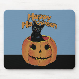 Vintage Cat in Jack'o'Lantern Mouse Mat