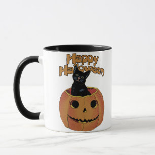 Vintage Cat in Jack'o'Lantern Mug