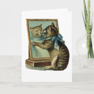 Vintage Cat in Mirror Notecard