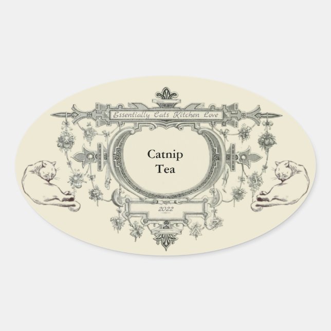 Vintage Cat, Jar Container Spice Herb Label (Front)