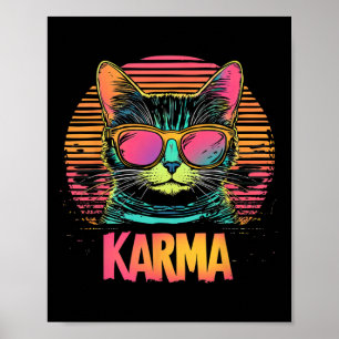 Vintage Cat Karma Lovers For Teens Girls Women Men Poster