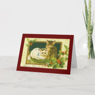 Vintage Cat Kitten Christmas Card