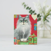 Vintage Cat Kitten Christmas Card