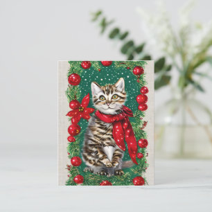 Vintage Cat Kitten Christmas Card