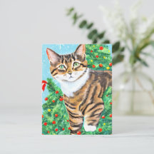 Vintage Cat Kitten Christmas Card