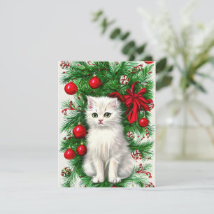 Vintage Cat Kitten Christmas Card