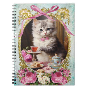 Vintage Cat,Kitten,French,paris,tea,cake,roses,猫 Notebook