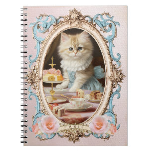 Vintage Cat,Kitten,French,paris,tea,cake,roses,猫 Notebook