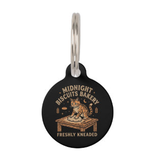 Vintage Cat Kneading Dough Midnight Biscuits Baker Pet Tag