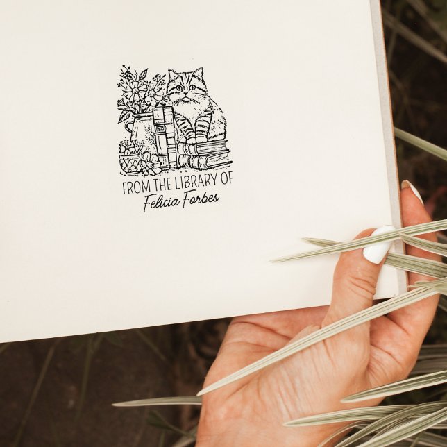 Vintage Cat Library Book Rubber Stamp (Creator Uploaded)