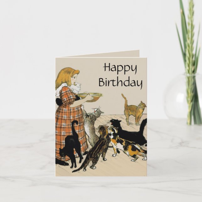 Vintage Cat Lover Birthday Card (Front)