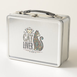 Vintage Cat Lover Engraving Style Graphic Shirt_1 Metal Lunch Box