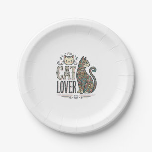 Vintage Cat Lover Engraving Style Graphic Shirt_1 Paper Plate