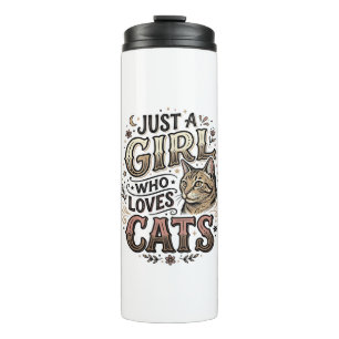 Vintage Cat Lover Girl Typography Design_1 Thermal Tumbler