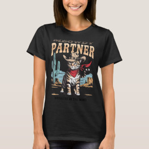 Vintage Cat Meowdy Partner Cowboy Artwork T-Shirt