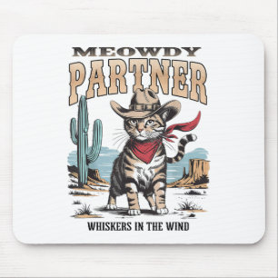 Vintage Cat Meowdy Partner Cowboy Gifts For Men Wo Mouse Mat