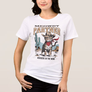 Vintage Cat Meowdy Partner Cowboy Gifts For Men Wo Tri-Blend Shirt