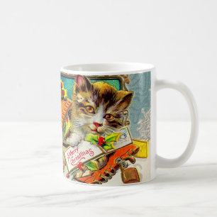 Vintage Cat Merry Christmas Coffee Mug
