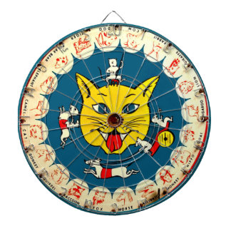 Vintage Cat Mice Toy Dart Game Kids Room Dartboard