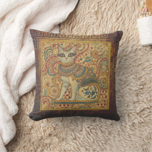 Vintage,Cat Motif Art, Ancient Greece Style  Cushion