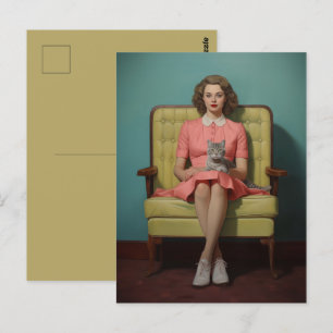 Vintage Cat Mum Postcard