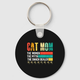Vintage cat mum the man the myth snack dealer key ring