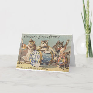 Vintage Cat Musical Trio In Thread Ad Note Card