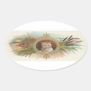 Vintage Cat Oval Sticker