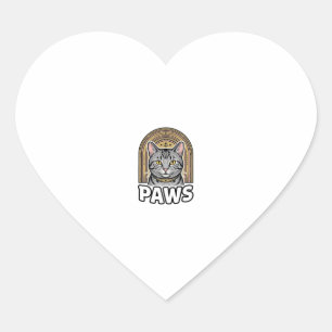 Vintage Cat Paws Engraving Style Graphic Design_1 Heart Sticker