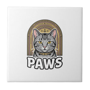 Vintage Cat Paws Engraving Style Graphic Design_1 Tile