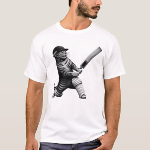 Vintage Cat Playing Cricket Kitten Lover Cricket T-Shirt
