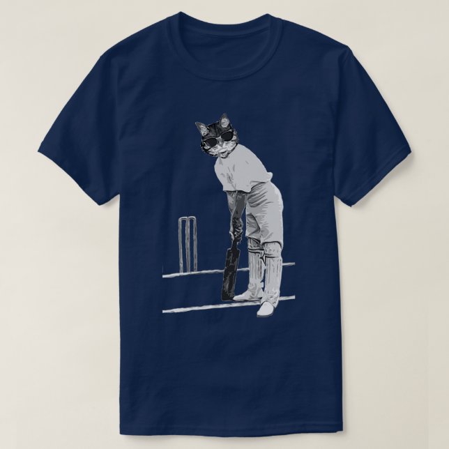 Vintage Cat Playing Cricket T-Shirt (Design Front)