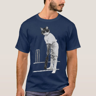 Vintage Cat Playing Cricket T-Shirt