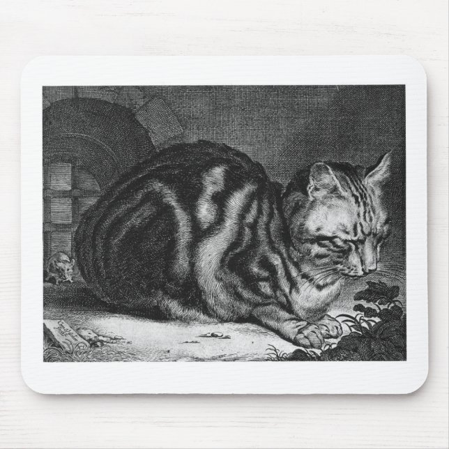 Vintage Cat Print Mouse Mat (Front)