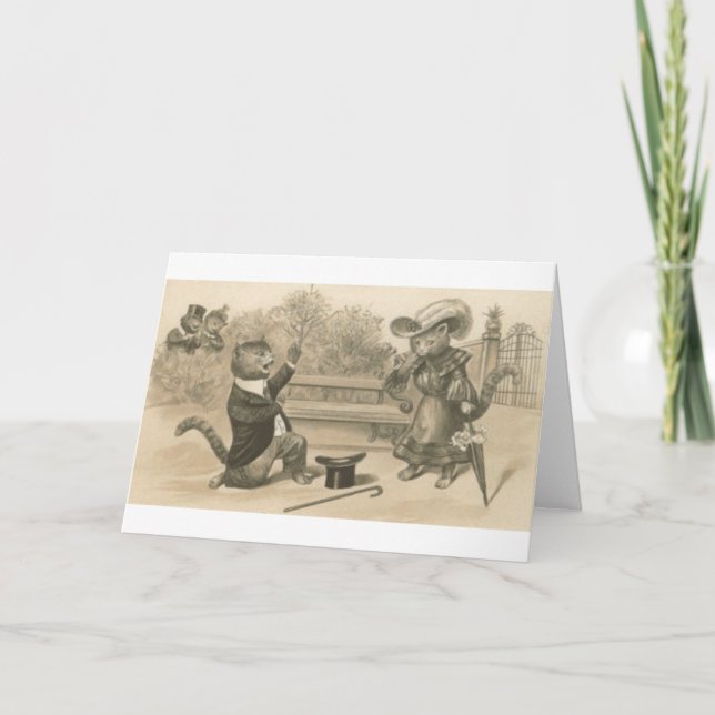 Vintage Cat Proposal Note Card (Front)