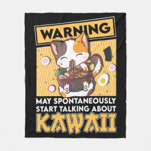 Vintage Cat Ramen Kawaii Anime Japanese Gift Girls Fleece Blanket